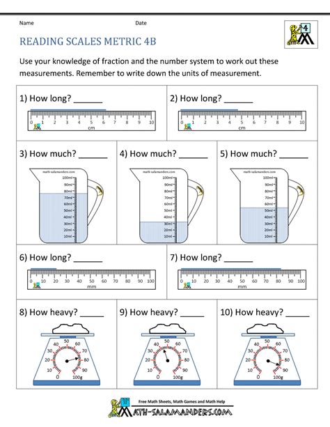 4th Grade Measurement Worksheets