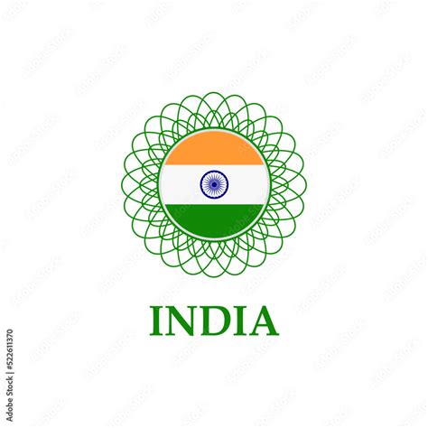 The flag of India is round with a pattern. India flag symbol design ...