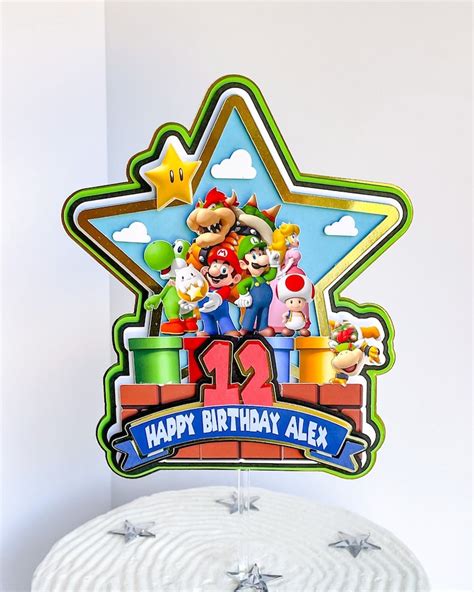 Super Mario Inspired Cake Topper Personalized Topper Mario Birthday ...