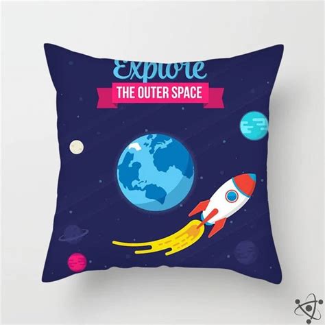 Explore the Outer Space Cartoon Style Cushion Cover | Science Decor