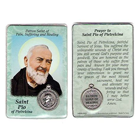 Buy Saint St St. Pio Padre Pio Prayer Card Holy Card Cards Patronage Patron Pain Healing with ...