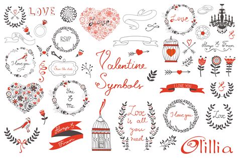 Valentine symbols ~ Illustrations ~ Creative Market