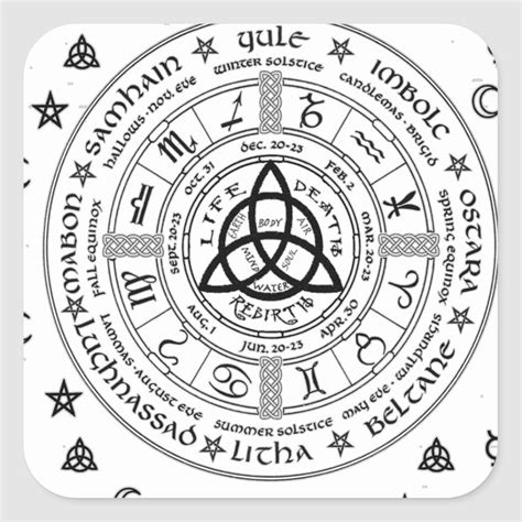 Witchcraft symbols Square Sticker | Witches wheel, Wicca, Celtic