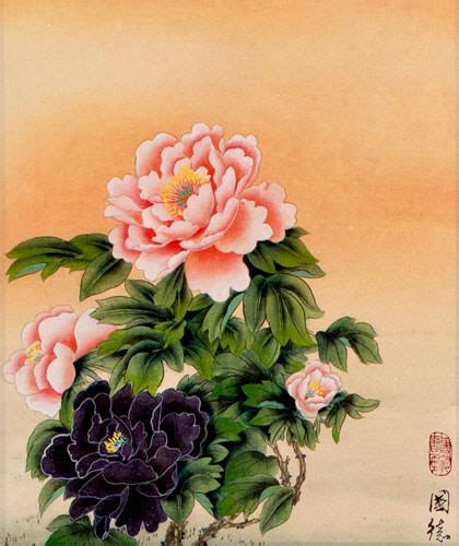 Peony Flower Chinese Brush Painting - Sevilla Lanueva