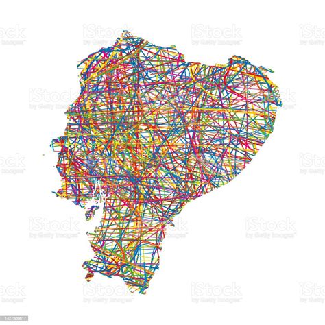 Vector Illustration Of Multicolored Abstract Striped Map Of Ecuador ...