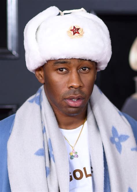 Tyler The Creator Was Hiding Leopard Print Hair Under His Big Fuzzy Hat At The Grammys