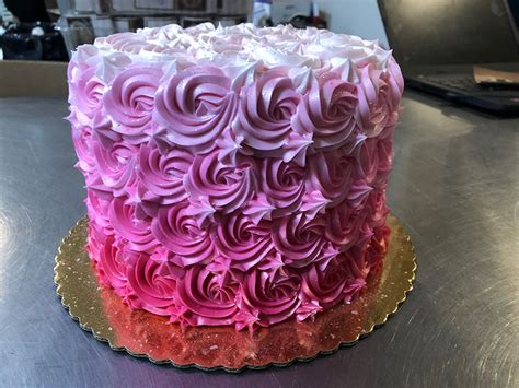 Open Rosette Pink Ombre Cake - Montilio's Bakery