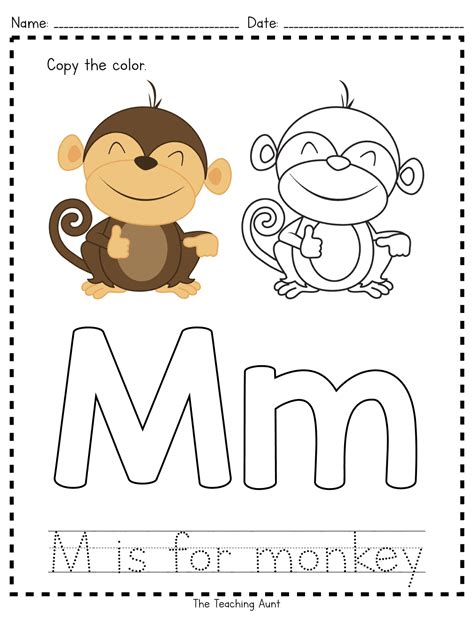 M is for Monkey: Paper Pasting Activity - The Teaching Aunt | Alphabet ...