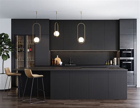 Black modern kitchen on Behance