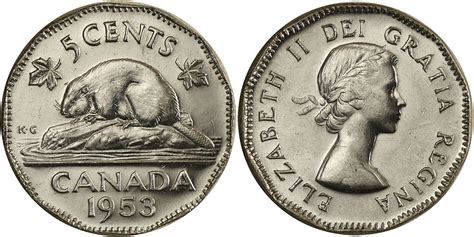 Numicanada - 5 cents 1953 - Valeur des pièces de monnaie canadiennes