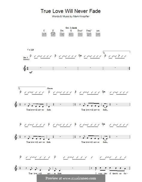 True Love Will Never Fade by M. Knopfler - sheet music on MusicaNeo