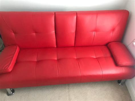 Red faux leather sofa bed | in Chelmsford, Essex | Gumtree