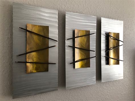 Set of 3 Abstract Metal Wall art sculpture by Holly Lentz by onlyart76 on Etsy https://www ...