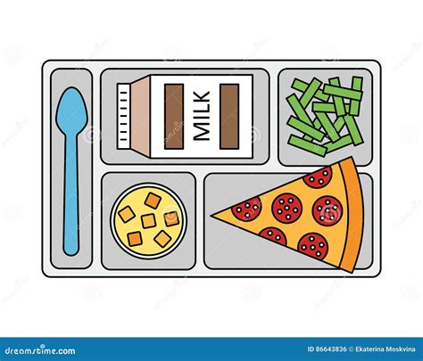 Lunch Op Een Dienblad in Lijnstijl Vector Illustratie - Illustration of menu, bonen: 86643836