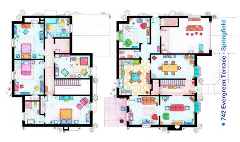 The Simpsons House | Rendered floor plan, House layouts, Sims house plans