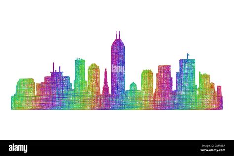 Indianapolis skyline silhouette - multicolor line art Stock Vector ...