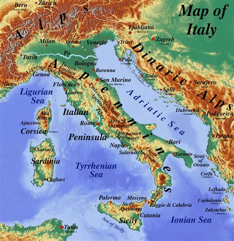 Physical Map Of Italy - Italy Maps | Maps of Italy - Italy physical map ...