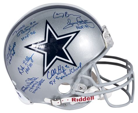 Lot Detail - Dallas Cowboys Multi Signed Full Sized Helmet With 9 ...