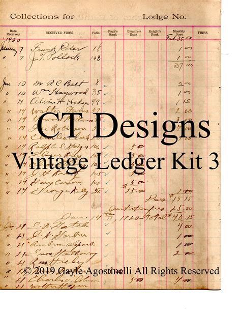 Vintage Ledger Paper Kit 3 Digital Download | Etsy