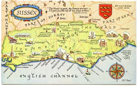 Postcard map of Sussex | Drawn by M F Peck. J Salmon, Ltd., … | Flickr