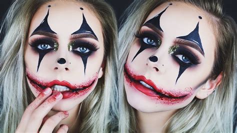 Creepy Glamorous Clown Halloween Makeup - YouTube