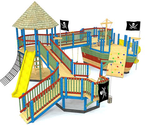 Large Pirate Ship Playground Plan | 26x33ft Outdoor DIY Play Project - Paul's Playhouses