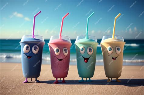 Premium AI Image | a group of colorful cartoon characters on the beach