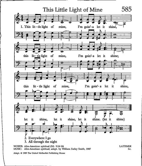 This Little Light of Mine Digital Hymn Tune Sheet Music Key of C - Etsy