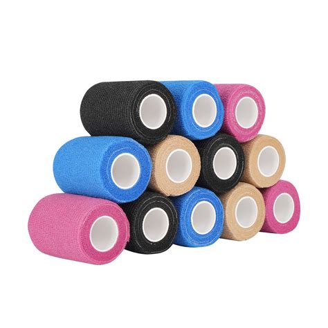 Buy 12 Pack Self Adhesive Bandage Wrap 3 inches x 5 Yards, Cohesive Bandage Vet Wrap Assorted ...