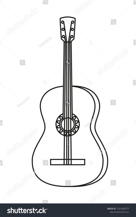 Line Art Black White Acoustic Guitar Stock Vector (Royalty Free ...