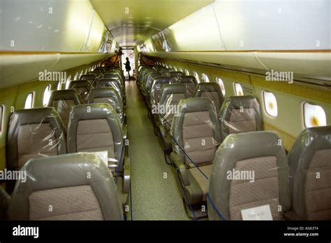 Cambridgeshire Duxford museum Concorde 001 passenger seating Stock ...