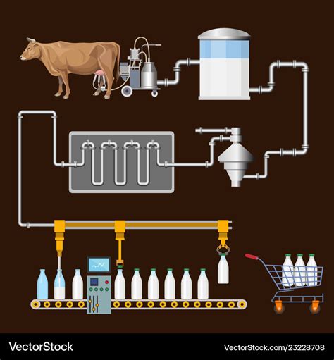 Milk production process Royalty Free Vector Image