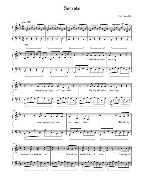 Secrets - One Republic Sheet music for Piano (Solo) | Musescore.com