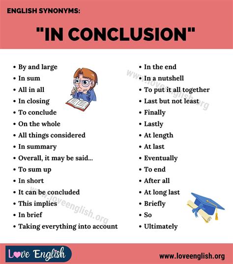 Another Word for IN CONCLUSION: 30 Different Ways to Say "In Conclusion" - Love English