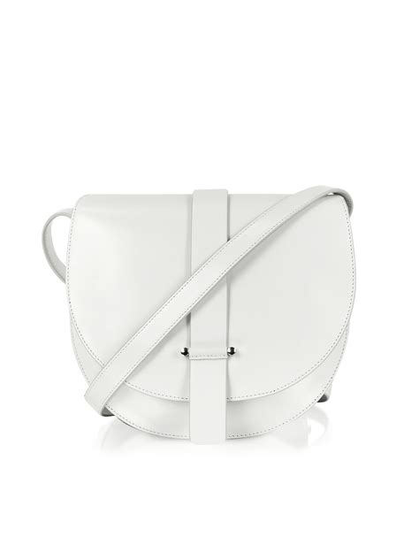 Jil sander Robin Natural White Leather Crossbody Bag in Natural | Lyst