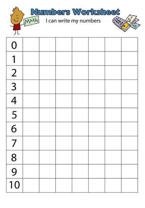 practice writing numbers 1 10 for kindergarten pdf printable form - 10 ...