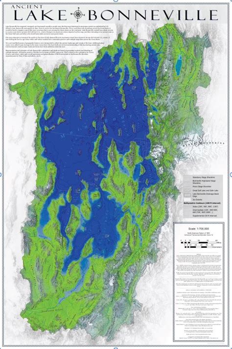 Ancient Lake Bonneville from 18,000 to 16,000 B.P. Wall Map – Natural ...