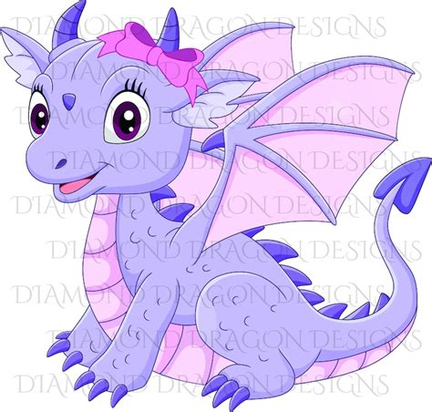 Cute Girl Dragon Baby Dragon Cute Little Girl Dragon Purple - Etsy