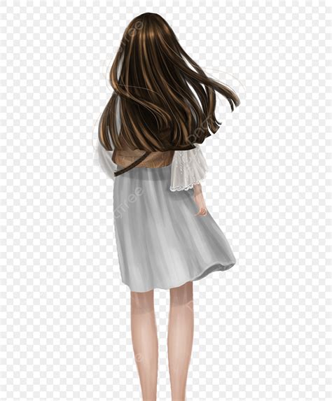 Girl Back View White Transparent, White Skirt Girl Girl Back View Girl Standing In The Wind Long ...