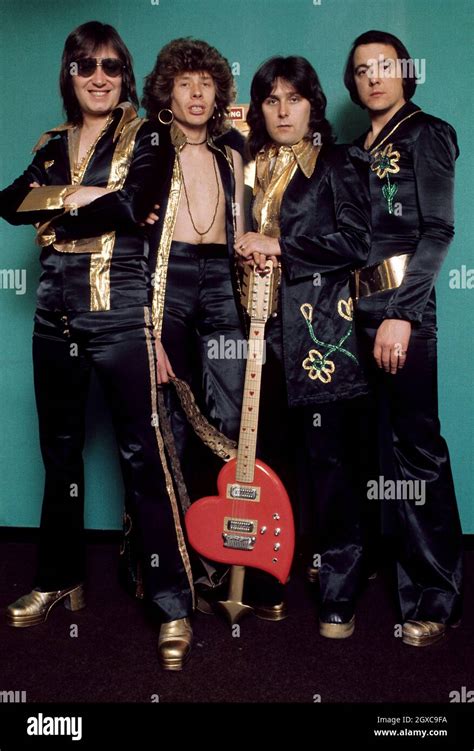 The members of the glam rock band Mud, Rob Davis, Les Gray, Dave Mount and Ray Stiles Stock ...