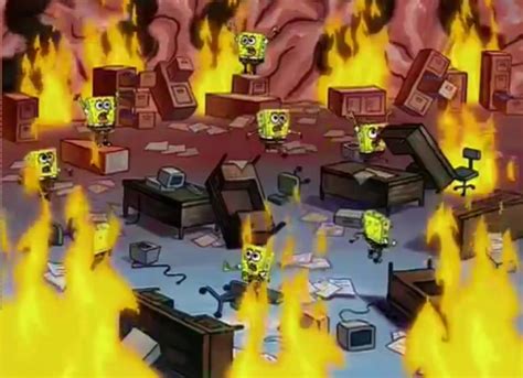 SpongeBob Brain Office Fire Blank Template - Imgflip