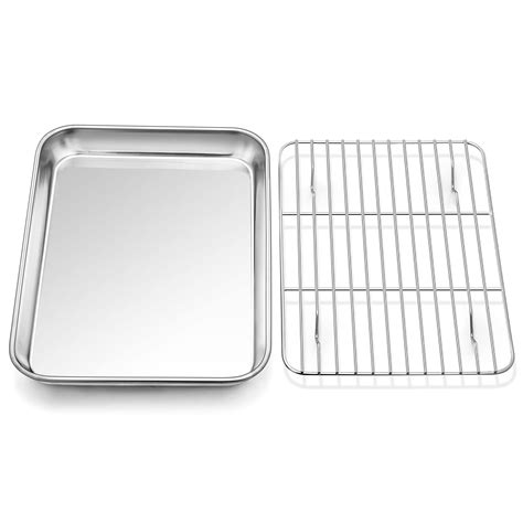 Buy P&P CHEF Toaster Oven Tray and Rack Set, Stainless Steel Baking Pan ...