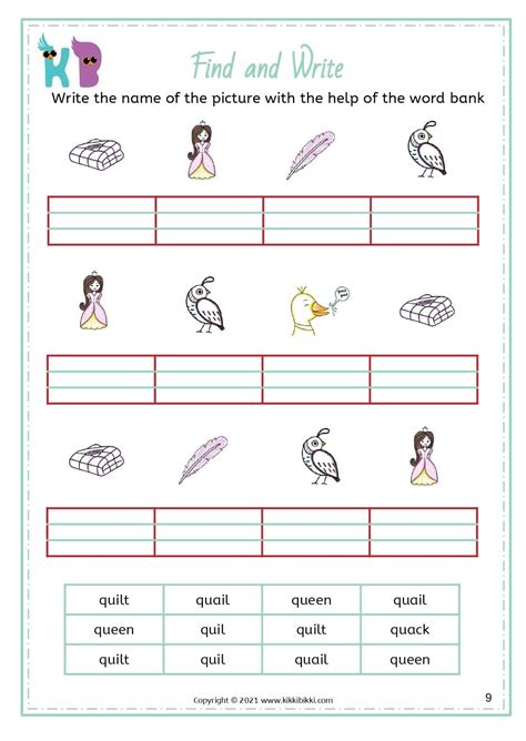 qu Words - Kindergarten Worksheet - Free Phonics Printable