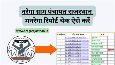 नरेगा ग्राम पंचायत राजस्थान 2023 जॉब कार्ड लिस्ट