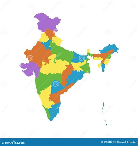 India Map With Federal States. Flat Vector | CartoonDealer.com #96384222