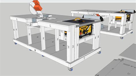 Mobile Workbench with built-in table and mitre saws | 3D Warehouse | Woodworking plans workbench ...