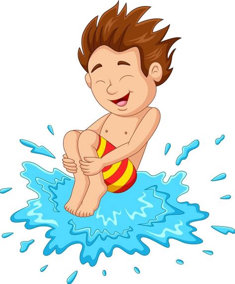 Cartoon boy jumping to the water 8387589 Vector Art at Vecteezy