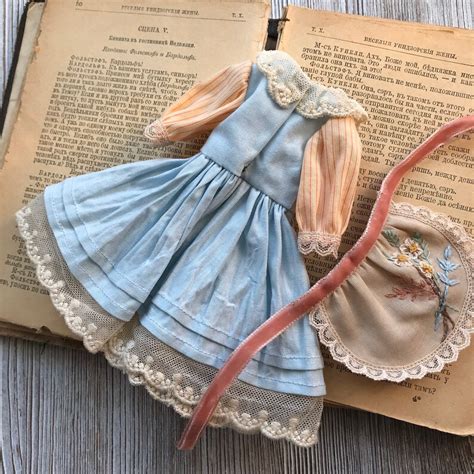 Blue doll dress with lace and apron. | Etsy