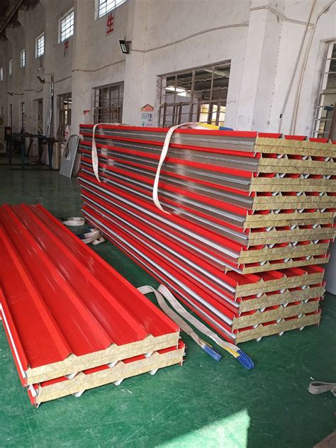 Non-Combustible Non-Cracking Rock Wool Color Steel Production Workshop Composite Corrugated ...