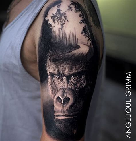 a man with a gorilla tattoo on his arm